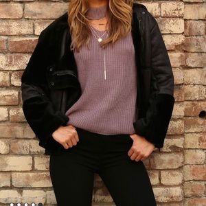 Lavender Sweater with Choker Neck